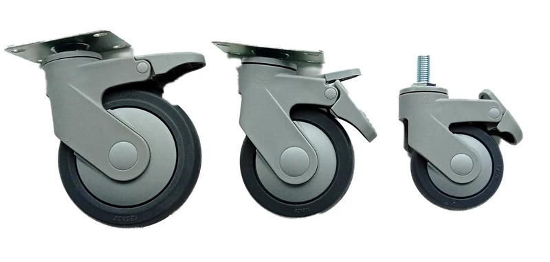 2 inch swivel castor wheels for trailers 50mm Furniture rubber caster wheels small locking tray cart wheels with threaded stem