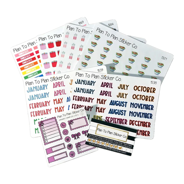 Custom A4 A5 Paper Sticker Sheet Monthly Weekly&Daily Work Planner Stickers For Journal Book
