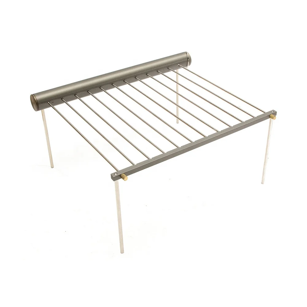 Aluminum Alloy Ultralight Pocket/Compact/Mini Collapsible Camping Grill, Flute Shaped BBQ Gridiron Grill OEM Orders Accepted