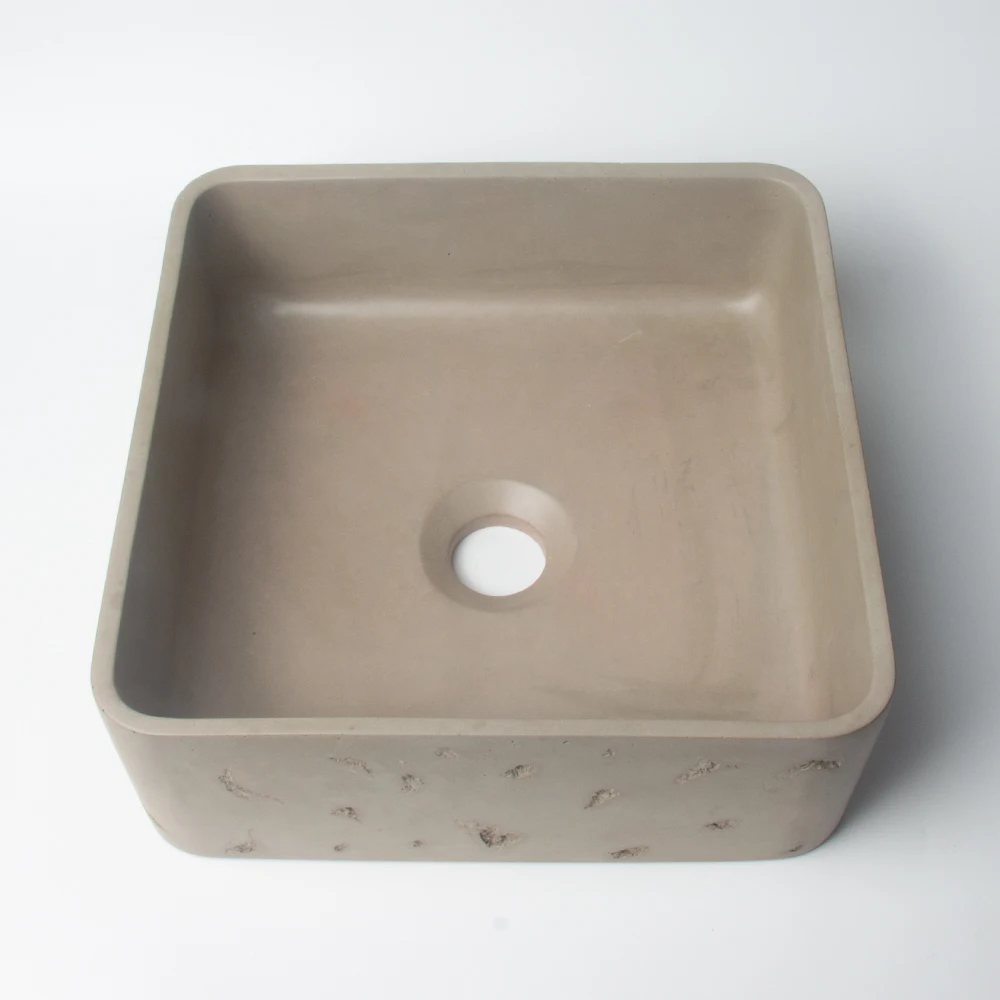 Concrete bathroom toilet wash basin sink countertop square cement hand basin concrete bathroom sink for hotel using vessel sink