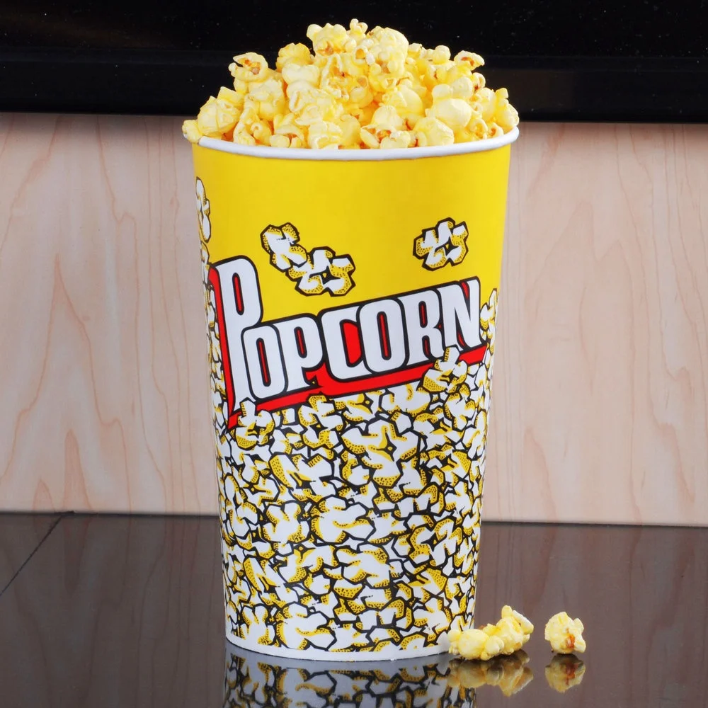 Custom logo printed 64oz Tall popcorn buckets paper food buckets Cups for popcorn