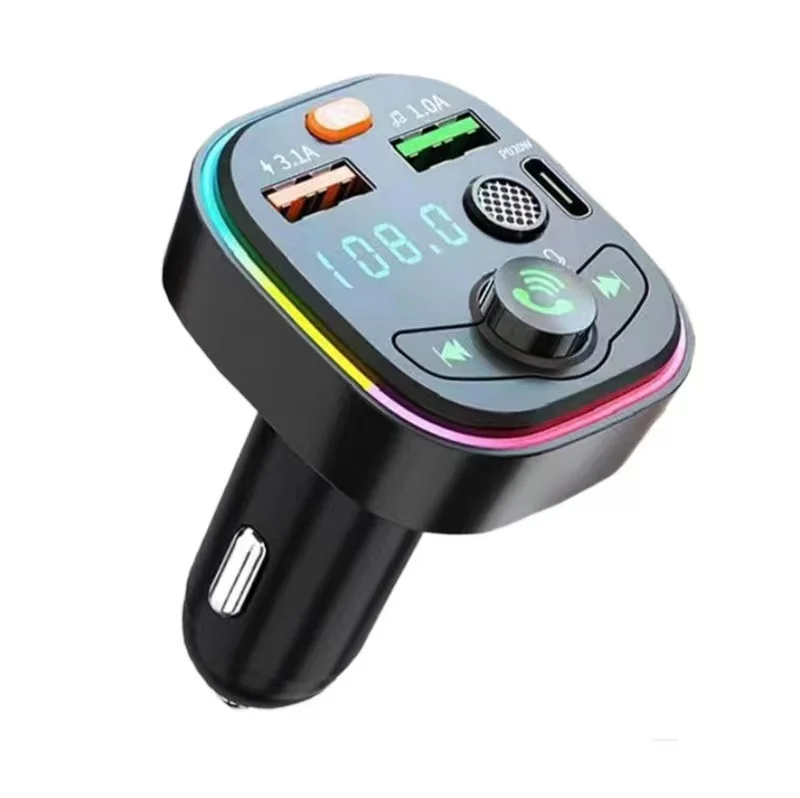 Q6 4 in 1 3.1A Usb Port Fast Car Charger BT5.0 usb a port Car Charger with TF reader 4 Port Type C Usb PD Quick Charge