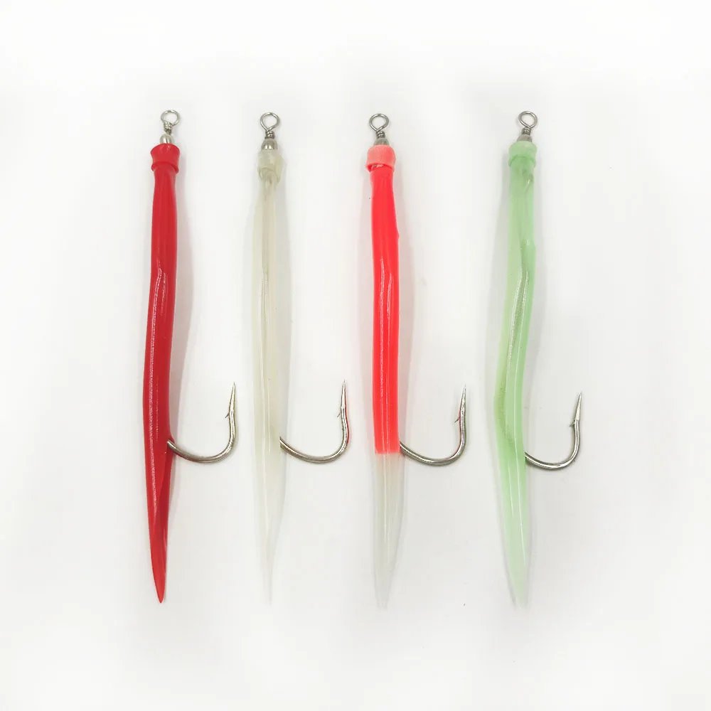Alpha Factory Price Trolling Fishing Eel Jig Hook With Rubber Tube Sea lure teaser jigging fishing