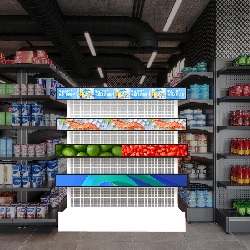 120CM 47 inch supermarket super wide shelf edge stretch strip LCD display advertising display