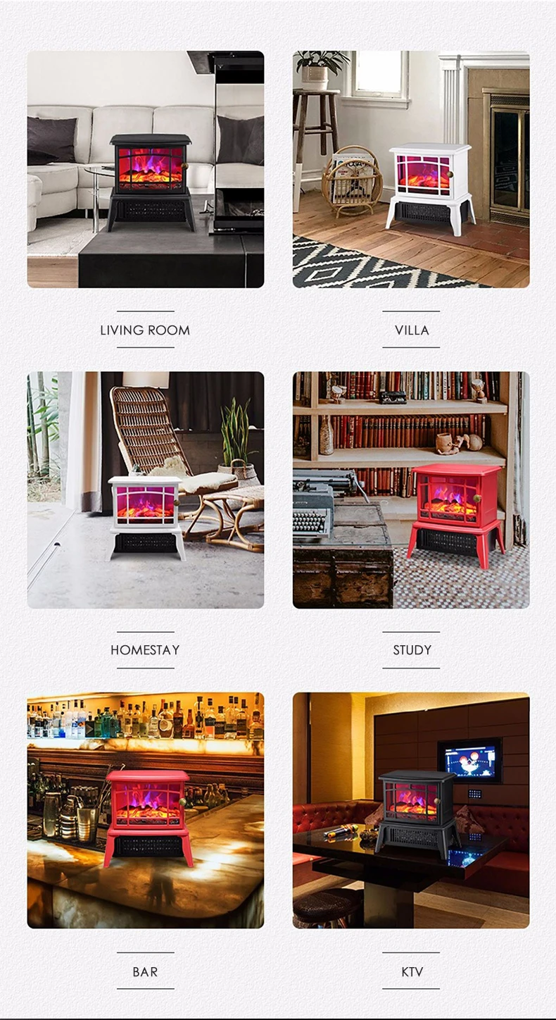 1500W Electric Home Fireplaces 3d Fire Winter Living Room Bedroom Indoor  Electric  Heating Portable Fire Place Stove