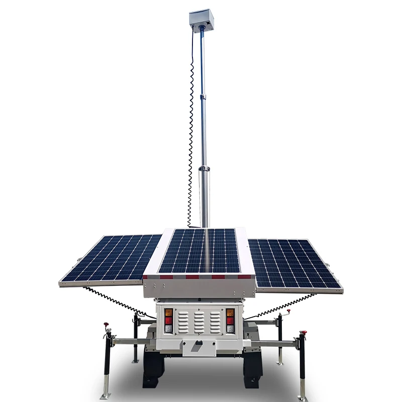 Rapid deployment Portable Mobile 3 Panels  Solar Power Surveillance CCTV Trailer  For Outdoor Security