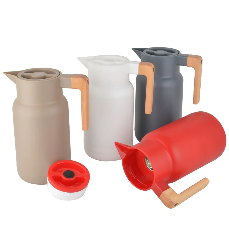 
Новый стиль, пластиковый и стеклянный двухслойный чайник, термочайник с деревянной ручкой 