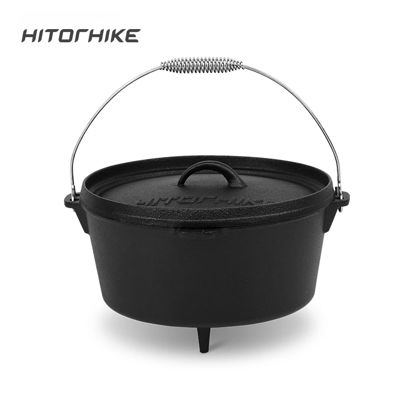 Hitorhike outdoor camping cookware iron cast pan 1-2person cooking pot picnic equipment