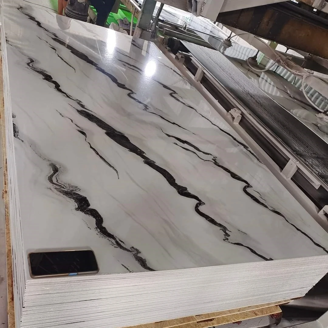 High Quality Coated Kitchen Cabinets High Glossy UV Wall Marble Panel for Bathroom PVC Marble Panel