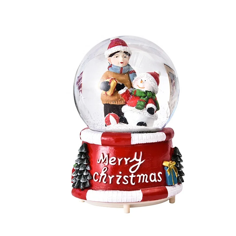 resin crafts Glass snow globe home decoration gift christmas crystal balls music box