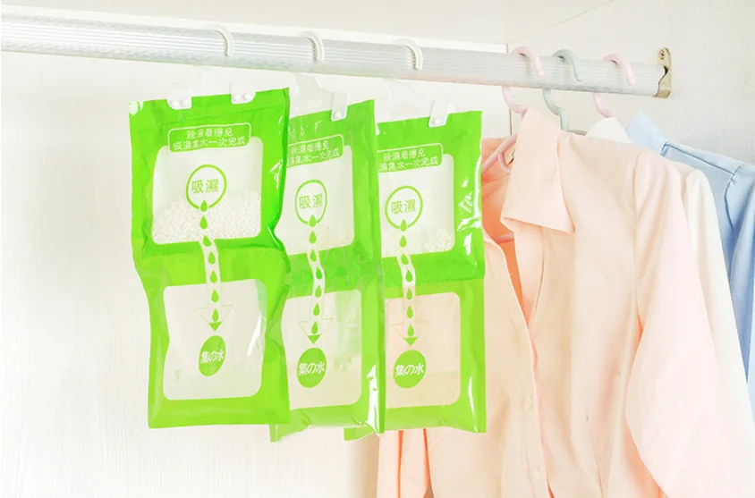 2024 new bedroom dehumidification bag anti mold moisture hanging closet calcium chloride for wardrobe