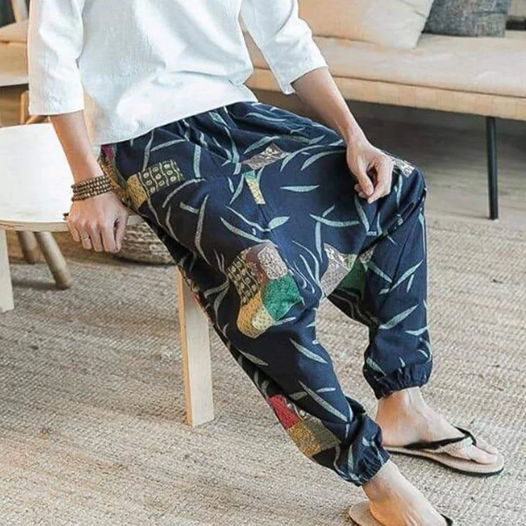 Wholesale good price new fashion custom printing elastic waist boho sweatpants harem pants for men