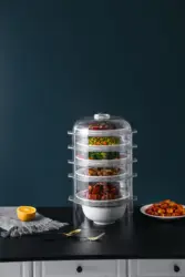 New Design Kitchen PET Stackable House 3 Layers Cover Dish Rack