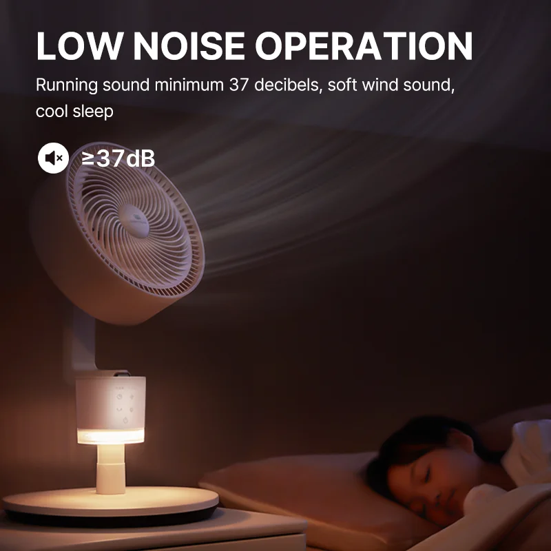 BLDC remote control adjustable height electric air circulator stand fan with light