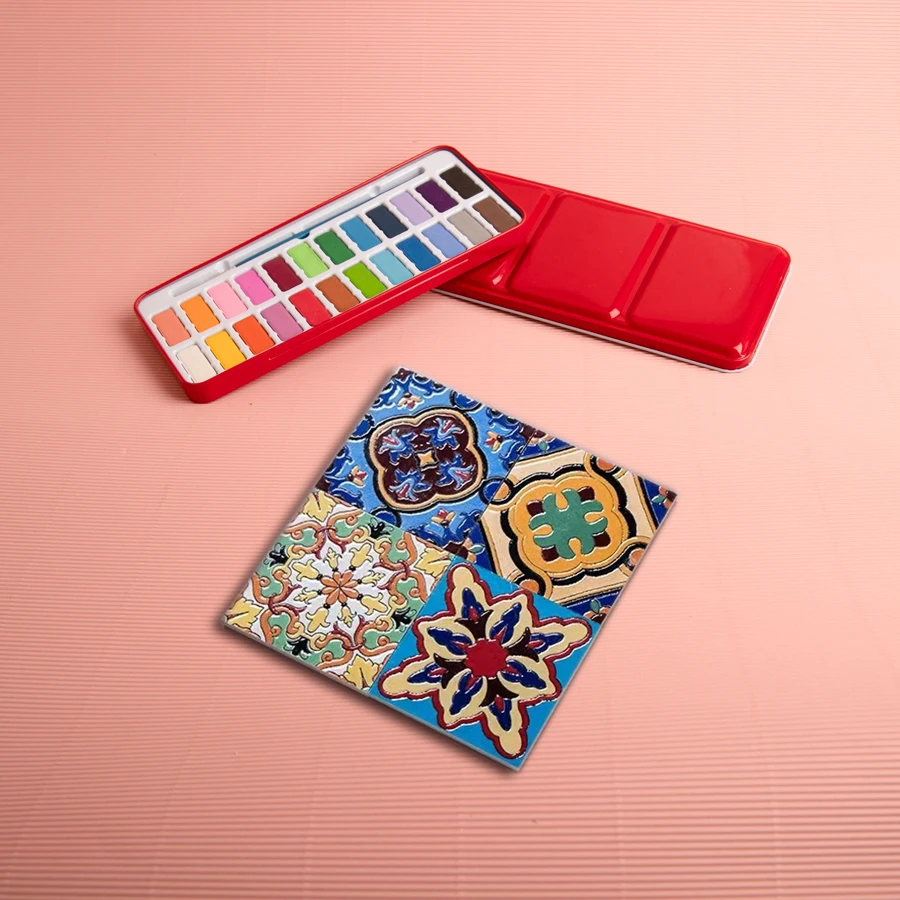 HIGH QUALITY sunny tin box 24 colors water color paint set for kids