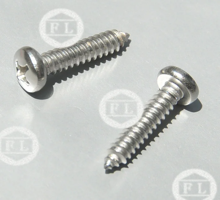 Inox Cross Recessed Pan Head tapping screw 304 316 Stainless steel  polished Fasteners