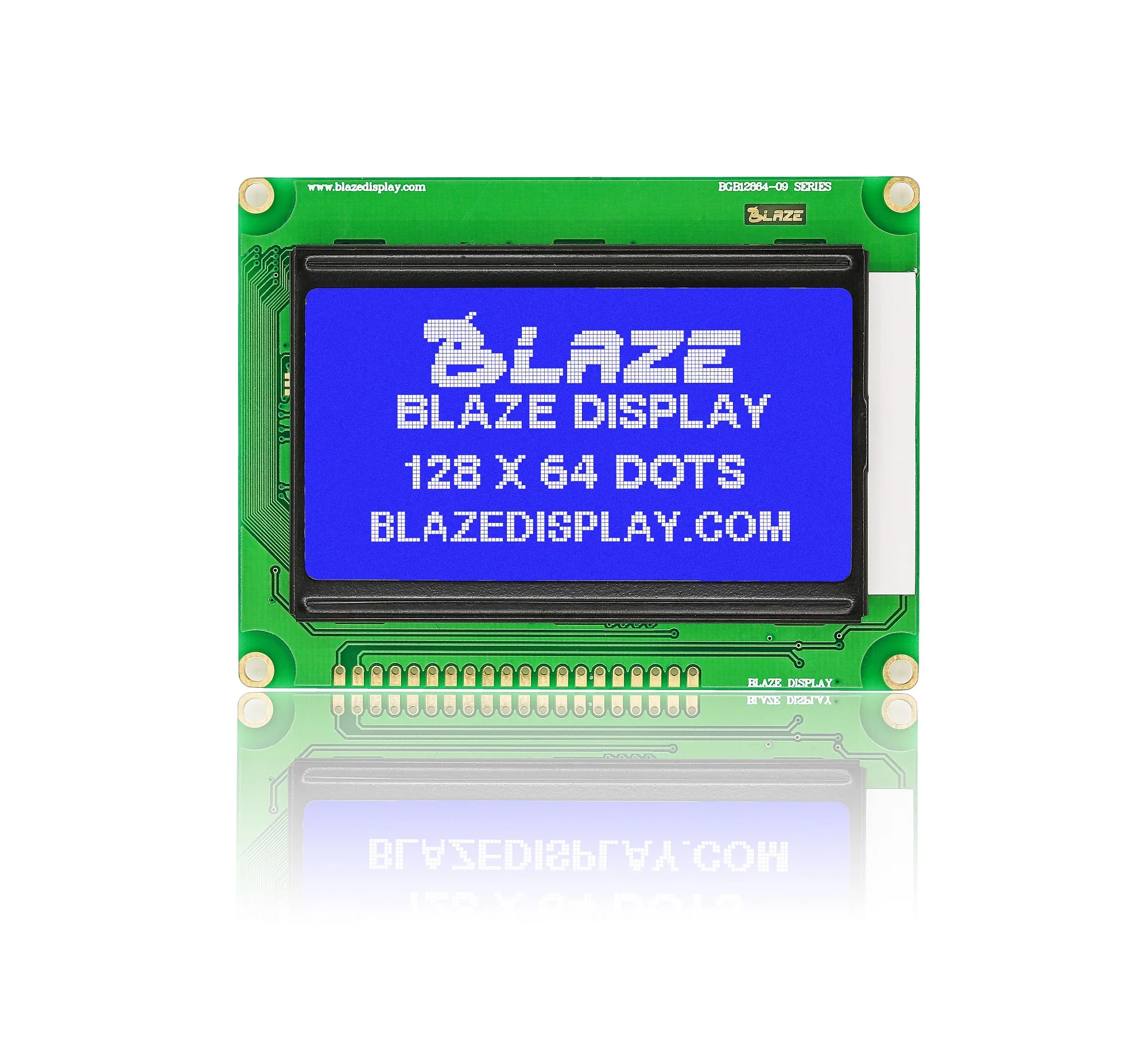 128x64 dots graphic LCD COB module STN blue with white backlight