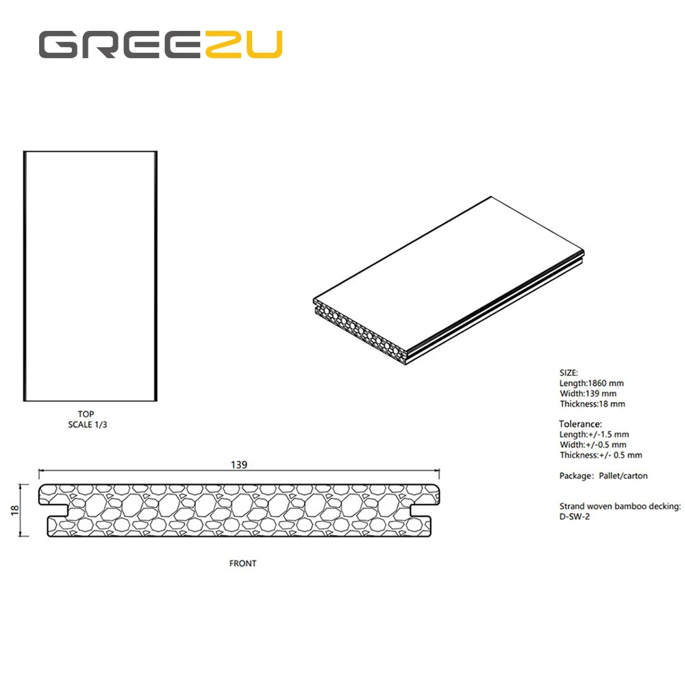 Greezu Outdoor waterproof bamboo strand woven decking Carbonised colour bamboo flooring for outdoor