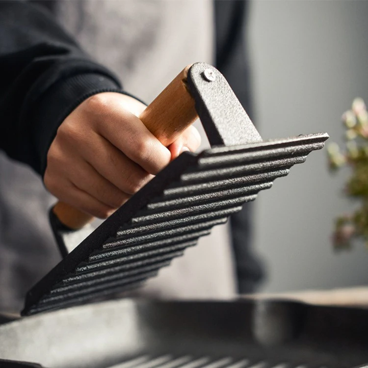 Smash Burger Kit Cast Iron Heavy Duty Burger Smasher Round Rectangle Hamburger Press for Griddle BBQ Teppanyaki Tool