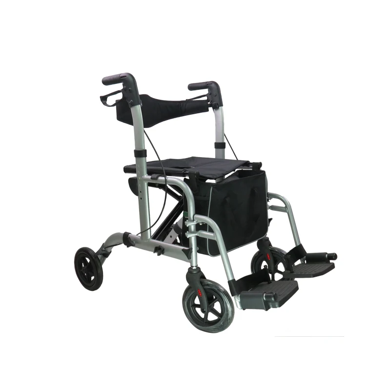Medical Euro Aluminum Folding Walker Rollator with Seat Lightweight Elderly Walking Aids for Shopping Cart