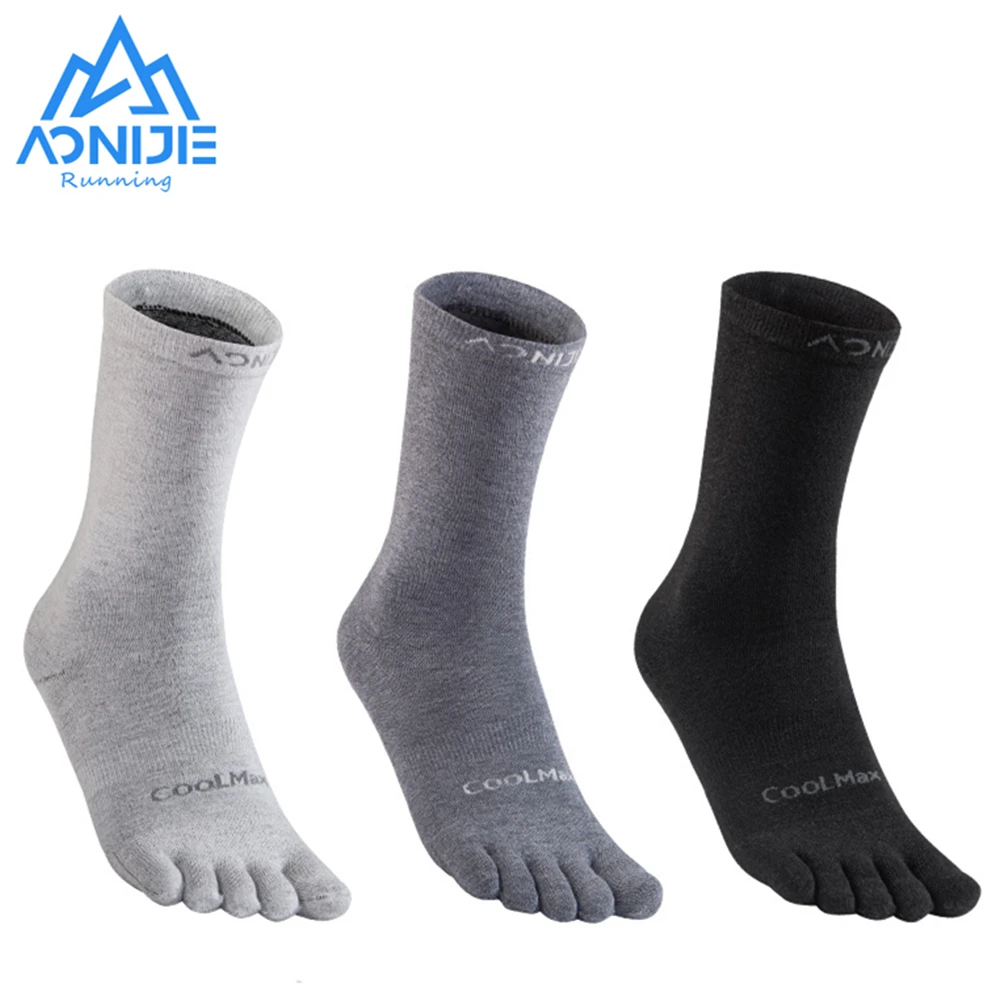 Wholesale AONIJIE E4831 Sports Five Toe Socks Middle Tube Five Fingers COOLMAX Thin Stocking Running Fivetoes Socks