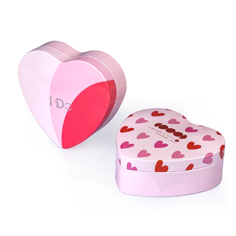 Guangzhou Factory Custom Heart Tin Food Grade Valentine Day Wedding Sweets Chocolate Tin Box Empty Heart Shaped Tin Gift Box