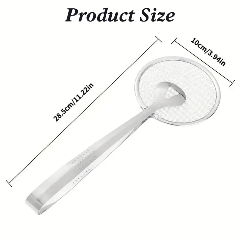 Spoon Oil Scoop Fried Food Scoop Tofu Powder Sieve Strainer FoodOil Clip Kitchen Tools,Stainless steel filter clamp