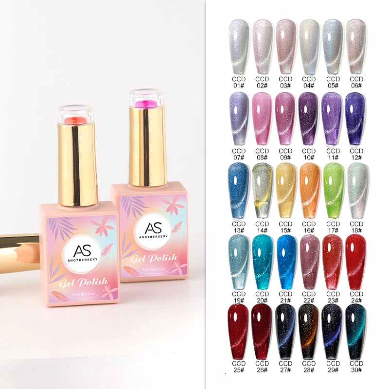 Private Label 15ml Glitter Cat Eye Gel Nail Polish Holographic 9D Rainbow Magnetic Gel Reflective Chameleon Magnet Gel Polish