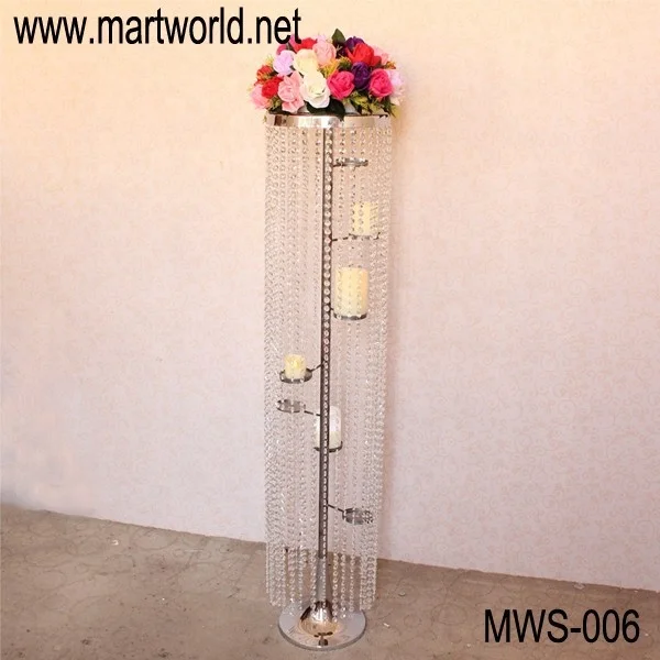 metal sliver column flower ball stand  crystal floor standing candelabra  wedding party decoration home decoration(MWS-006)