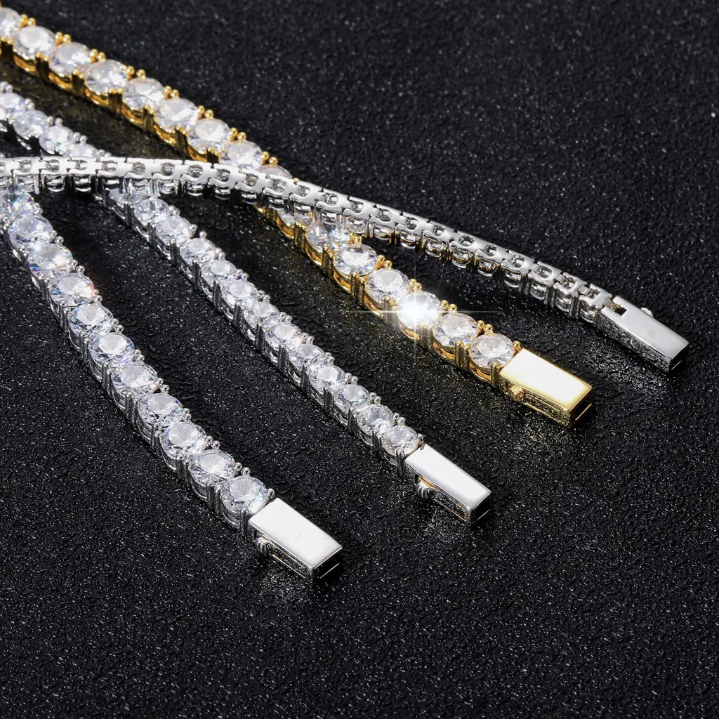 Copper material Moissanite100% Passed The Diamond GRA Certificate  Test Tennis Chain Men Necklaces