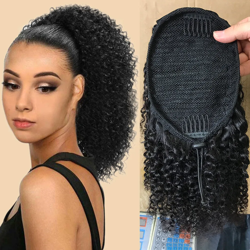 
the best selling afro kinky curl drawstring ponytails,100% human hair extensions ,curly ponytail for black women 