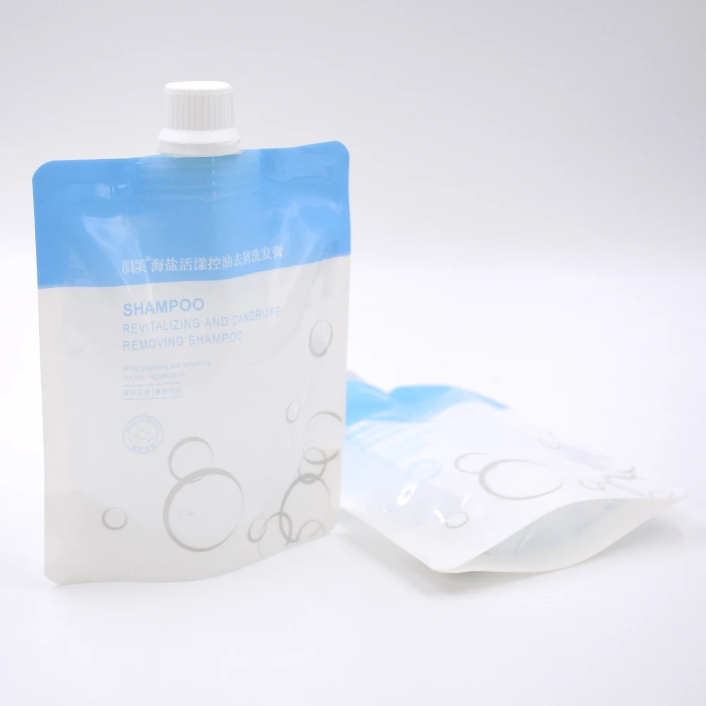 Factory price custom Shampoo Nylon Packaging Smell Proof Liquid Spout Mylar Bag cosmetic day cream spout packaging bag