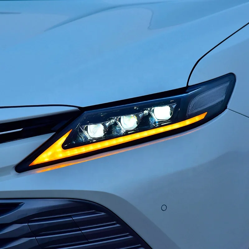 For Toyota Camry 2018-2021 Full LED Headlight  8 Generation Front Lamp  With Amber Sequential Turning Signal Daytime Running
