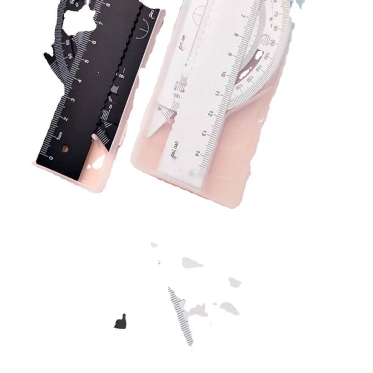 Deli 79522 Metal Ruler Student Exam Drawing Drawing Ruler Triangular Ruler Protractor high quality