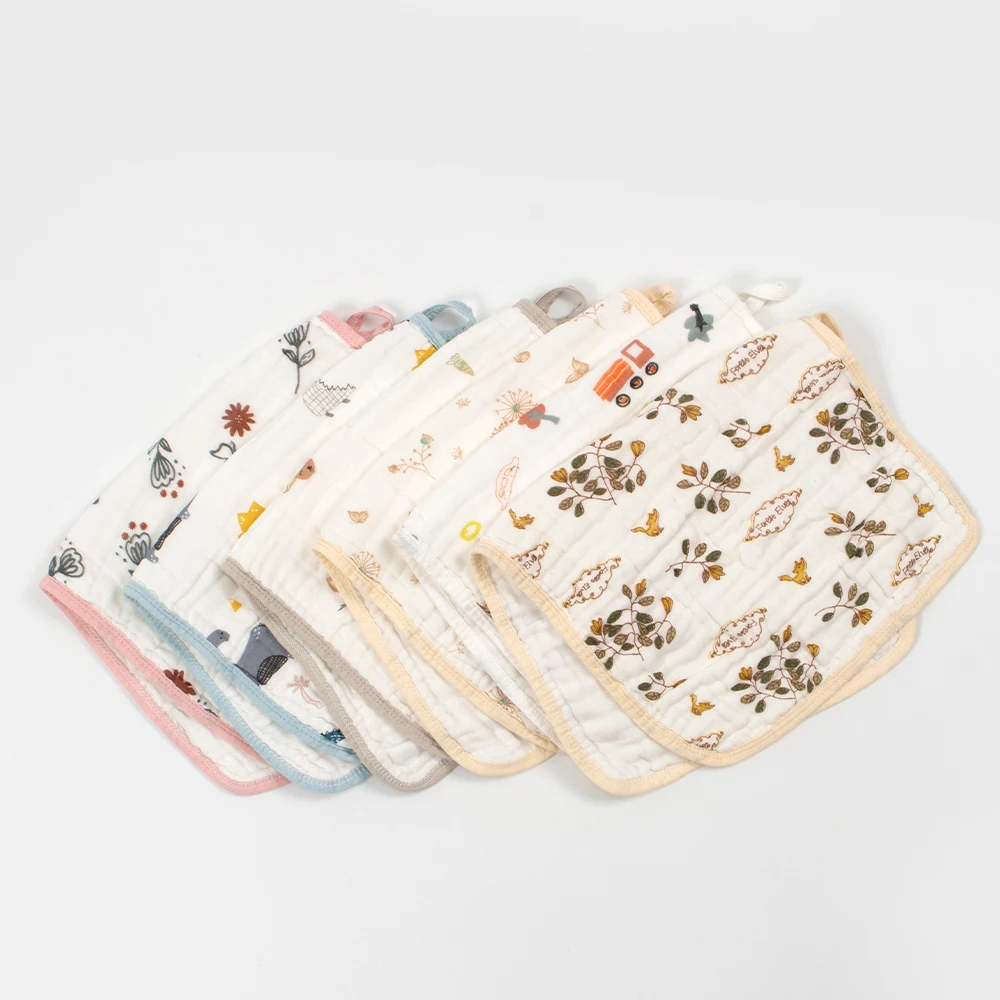 6 Layers Muslin Burp Cloth 100% Cotton Burp Cloths For Baby Customize Skin Friendly