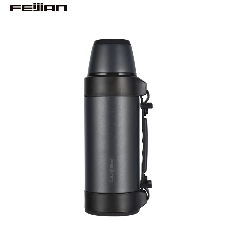
FEIJIAN Water Bottle 1200ml 304 Stainless Steel Leak Proof Insulated Bottles Portable PU Handle Design for Outdoors Travel pot 