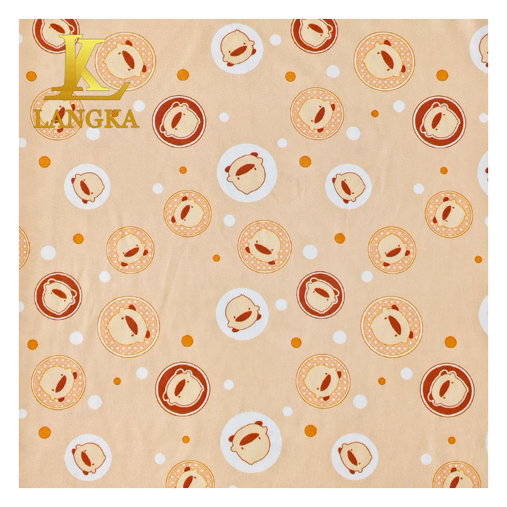 Langka Wholesale 140GSM Printed 90% Polyester 10% Spandex Stretch Single Jersey Knit Milk Silk Fiber Fabric
