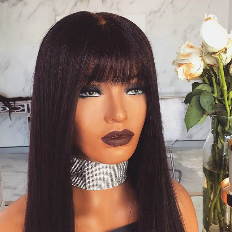 Прямая поставка с фабрики, парик Virgin Bob, натуральный черный короткий парик, парик из человеческих волос, парики с челкой для черных женщин