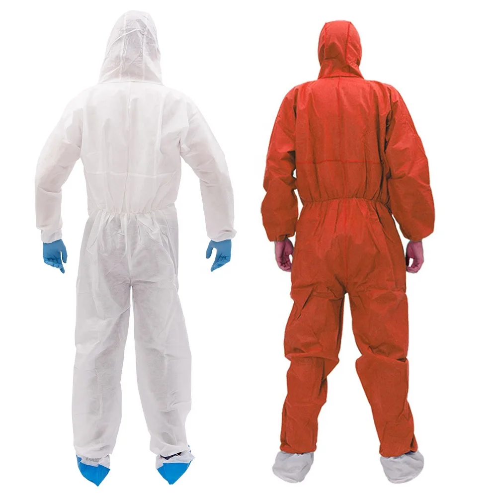 30303 SMS Disposable Protective Coveralls 45g with Hood Elastic Cuffs and Ankles Water-Proof PP and Nonwoven biosecurity suit