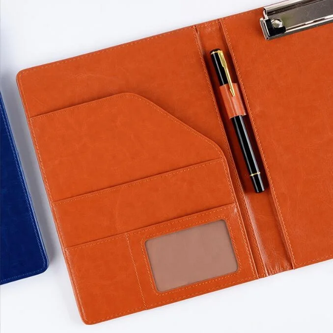 2025 Filing Products A4 Size Customized Logo Brown Pu File Leather Folder Organizer Executive Business Document Folder
