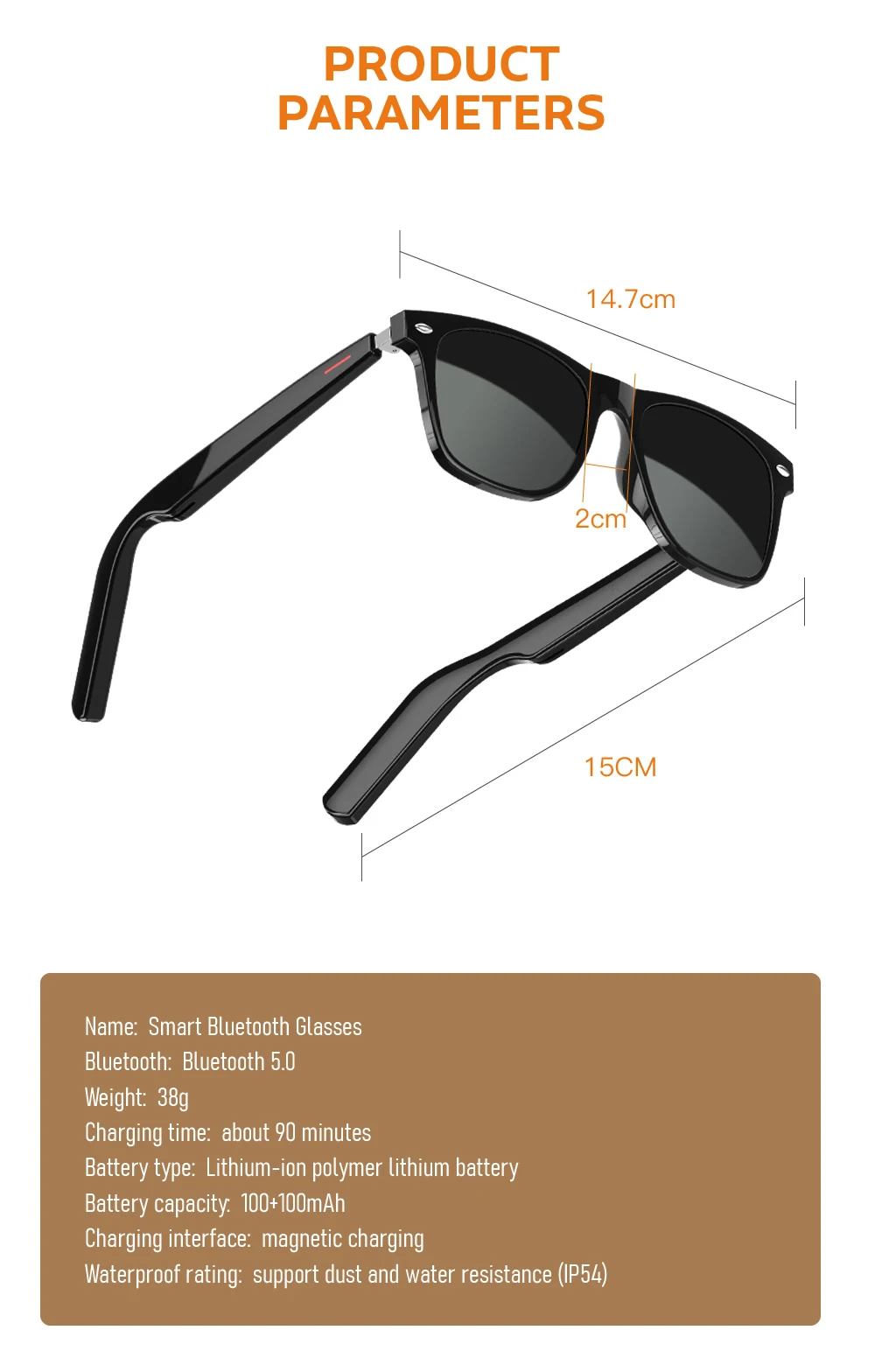Newest Fashion Bluetooth Sunglasses Wireless Headphone Headset With Waterproof Anti-blue Smart Photochromic Double Bridge Audio