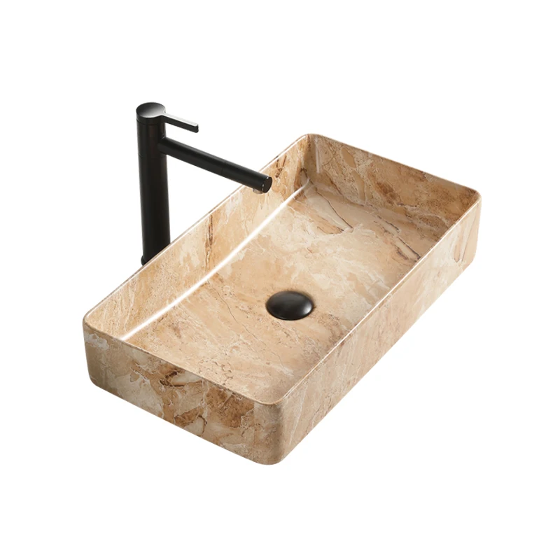 OEM marble ceramic art basin rectangle lavabo countertop wash basin fashion washing basin for home use bathroom sink
