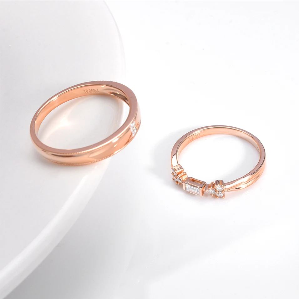 Trendy Rose Gold Custom Men Round Fine Cut Shapped Diamond Ring