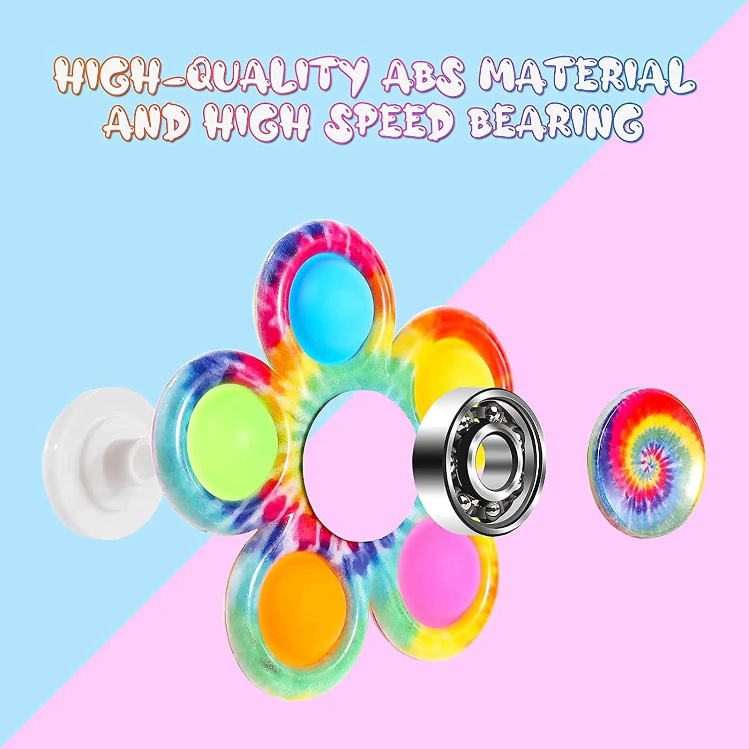 Wholesale Tie Dye Simple Fidget Popper Spinners Pop Fidget Spinner Hand Spinner for ADHD Anxiety Stress Relief