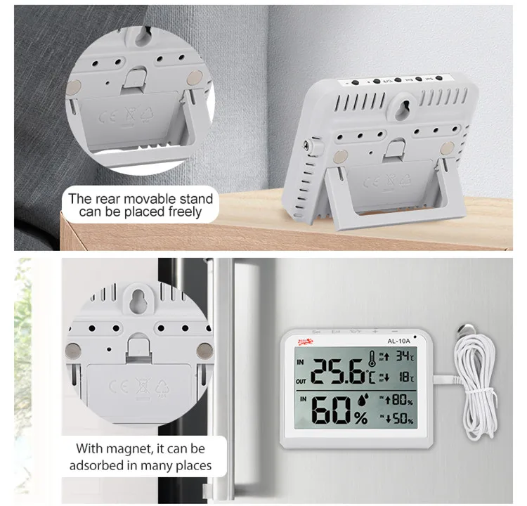 Home Dual Mode Indoor/Outdoor Digital Thermometer High Accuracy Hygrometer For Baby Room With LCD Display & Value Alarm Function