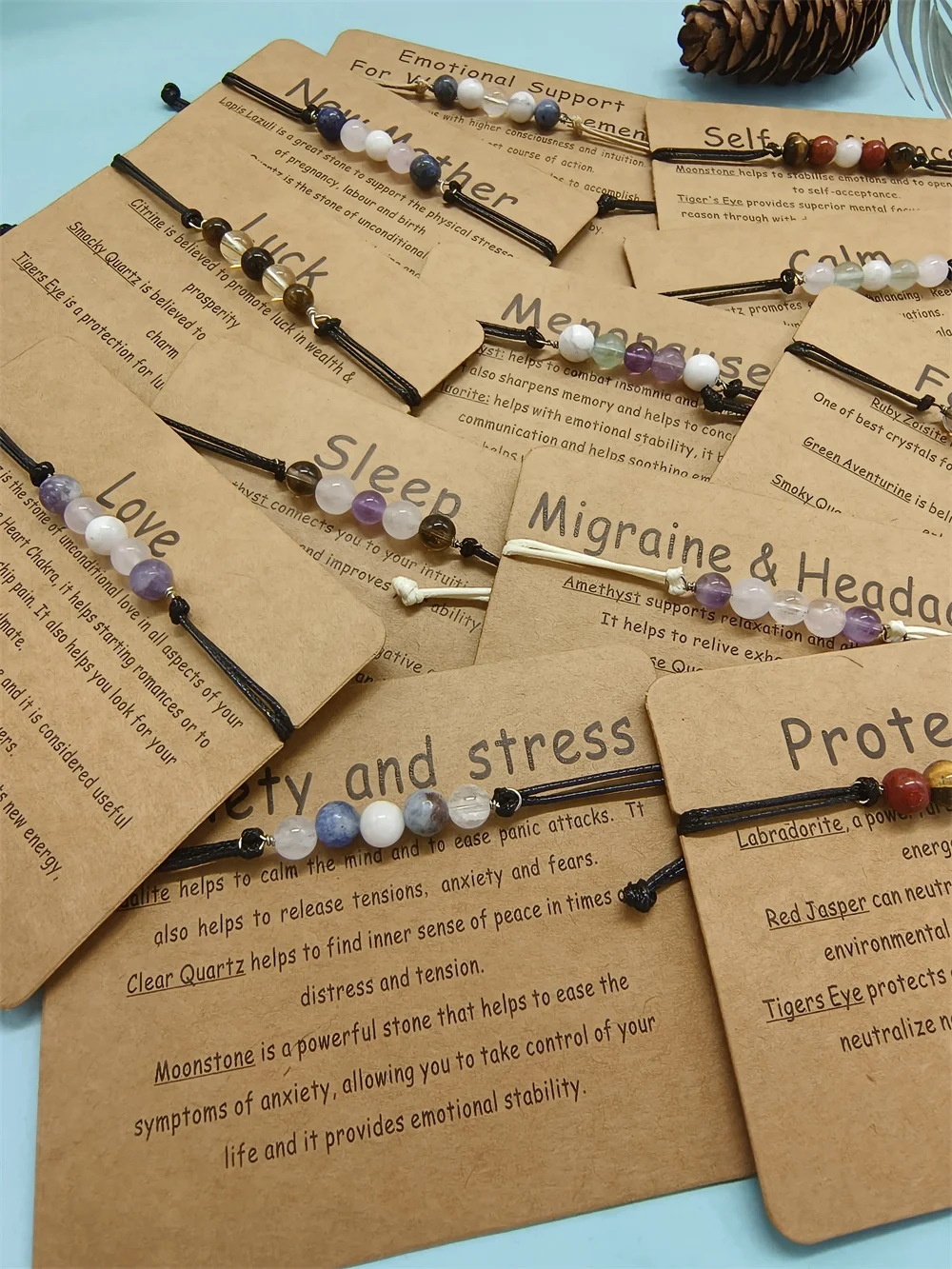 Emotional support bracelet gemstone crystal self help crystal adjustable bracelet