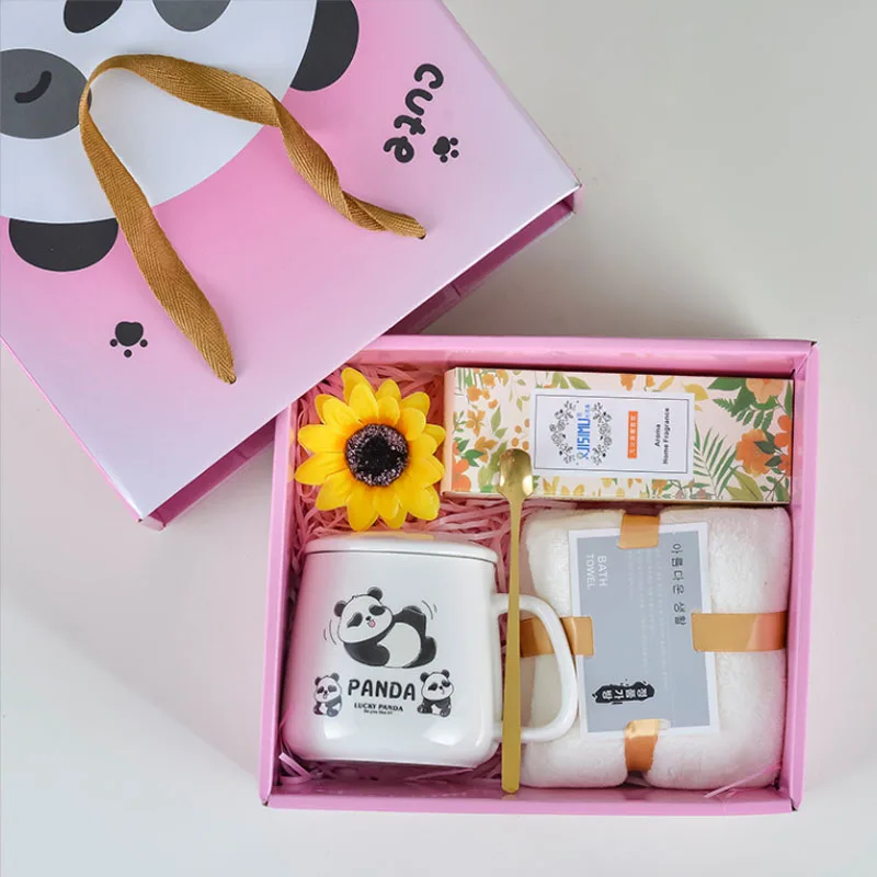 2024 Ceramic Double Cup Gift Set New Year Mug Opening Store Celebration Gift Mug Couple Cups Hand Gift Cup