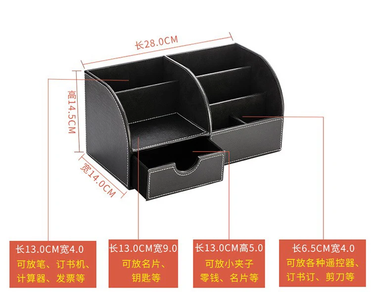 
Amazon hotsale Custom logo high quality MDF PU leather office desk organizer 