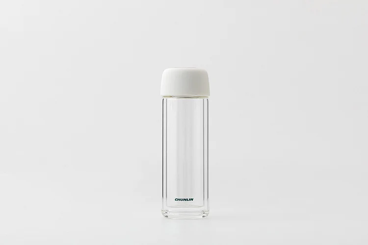 
360 ml double bottle glass, Customised logo double glass tea bottle 