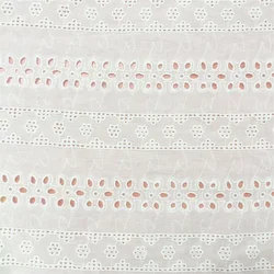 Wholesale Supplier Rice White Hollow Out Embroidery Cotton Eyelet Fabric 100% Pure Cotton Embroidery Fabric